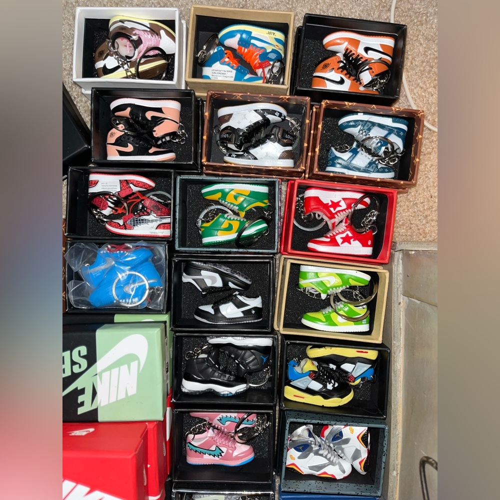 Collectible KeyChain Sets with matching Miniature ShoeBox and Custom Gift Bags